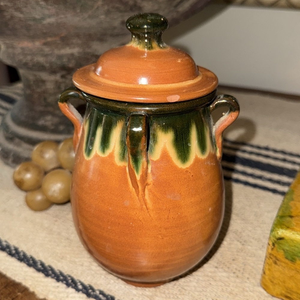 VALLAURIS FRENCH Ceramic Pot for HERBS DE PROVENCE w/Lid - Picture 3 of 6